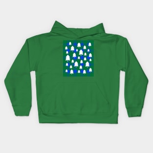 Christmas Tree Pattern on Green and Blue Check Kids Hoodie